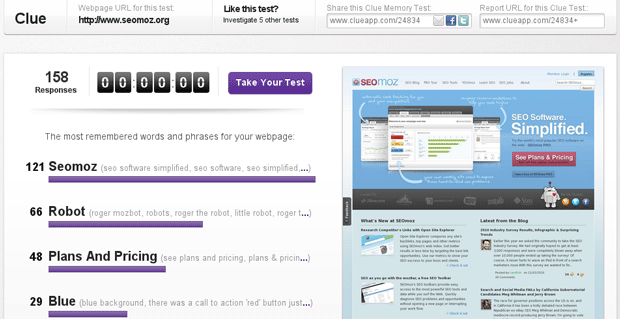 Clue App Test on SEOmoz