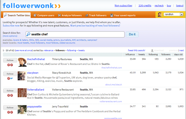 Followerwonk Search for "Seattle Chef"