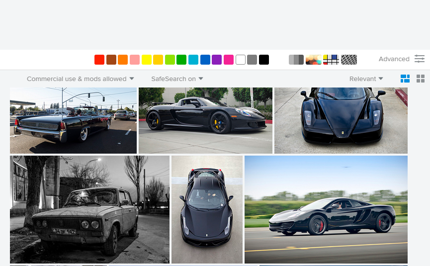 Searching for “black car” on Flickr.