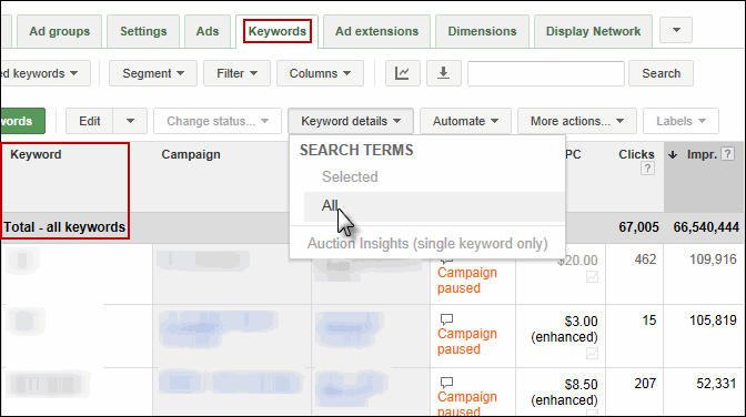 Accessing Search Query Data in AdWords