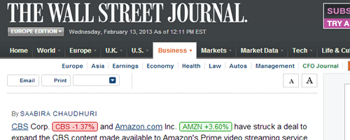 Amazon.com linked to from the Wall Street Journal