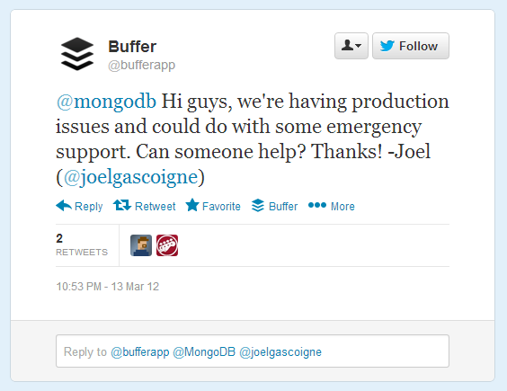 Buferapp asking MongoDB for emergency solution