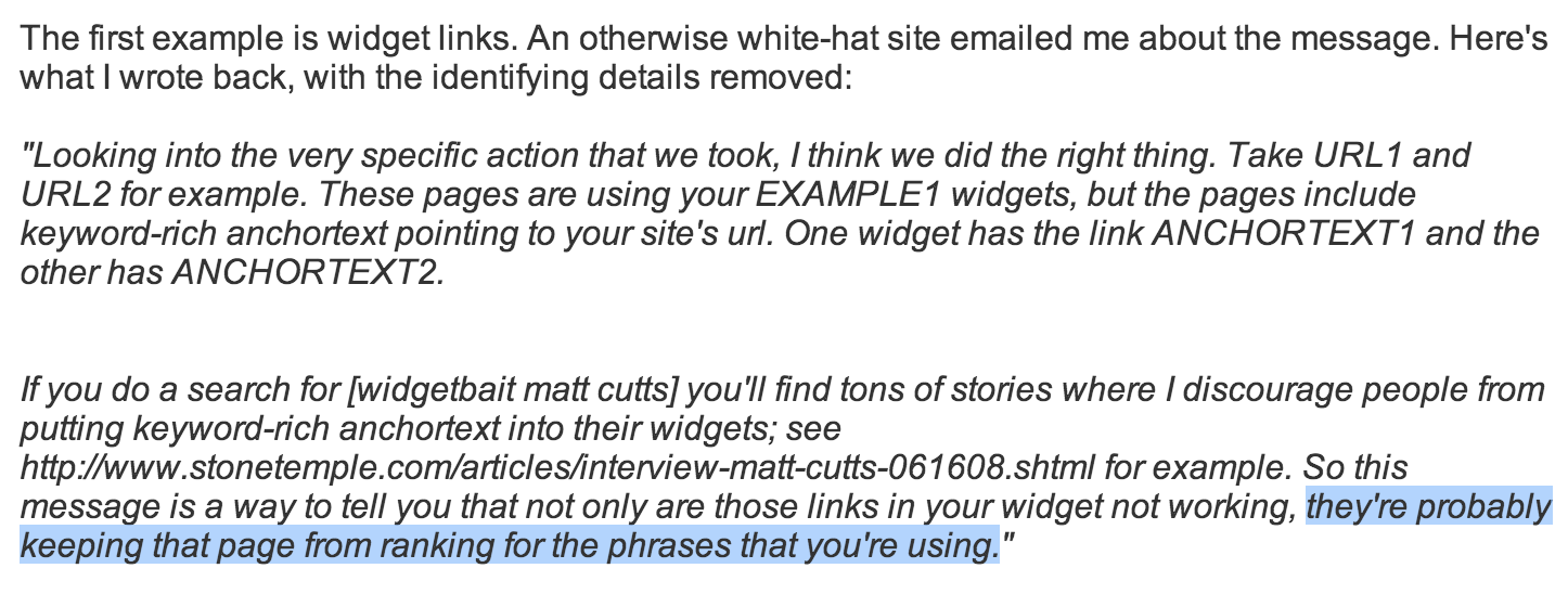 Matt Cutts on Widgets