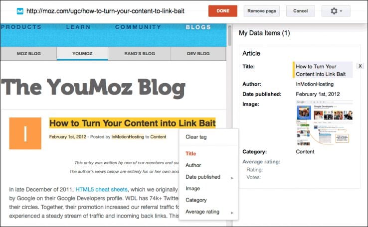 Google Webmaster Structured Data Highlighter