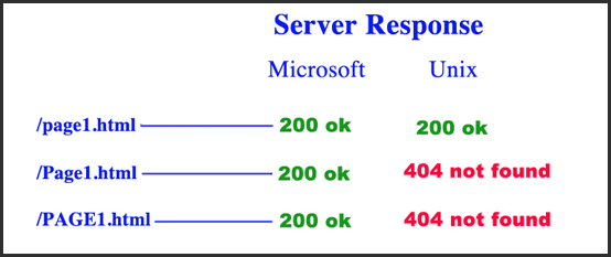 microsoft vs unix case sensitive urls